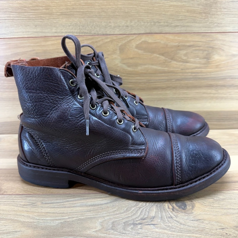 Allen Edmonds Normandy Cap Toe Kudu Leather Mens Boot 10 D Burgundy Brown